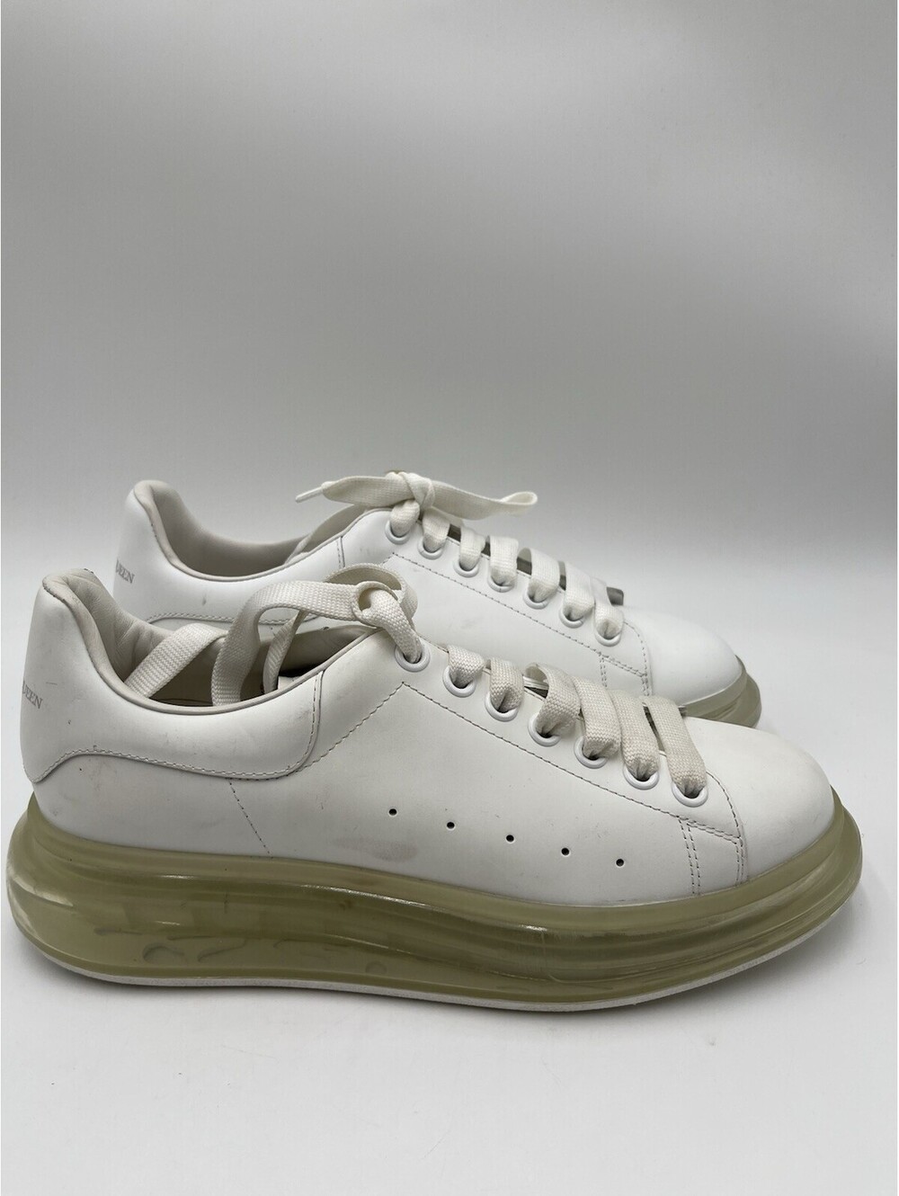 Alexander McQueen oversized sneakers white leather transparent Sole Size 41.5